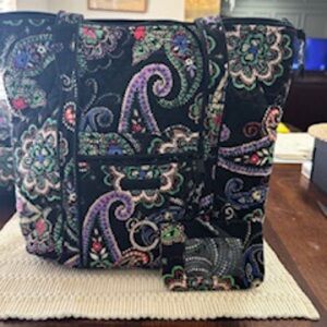 Authentic Vera Bradley Tote & Coin Purse set, Midnight Paisley retired pattern